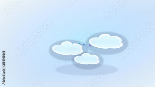 Digital Cloud Network Connection Concept with Animated Floating Elements