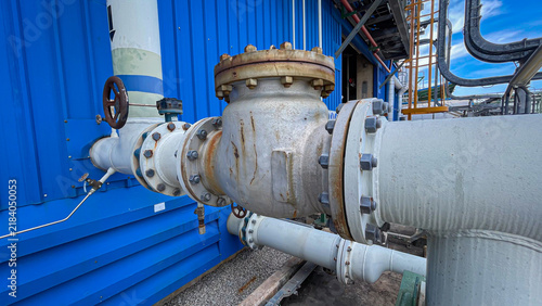 Bild auf Leinwand A check valve installed on a chemical or fluid pipeline prevents backflow, ensur