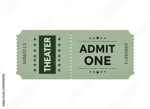 Fotografie Vintage style theater admit one paper ticket with retro green color for cinema e