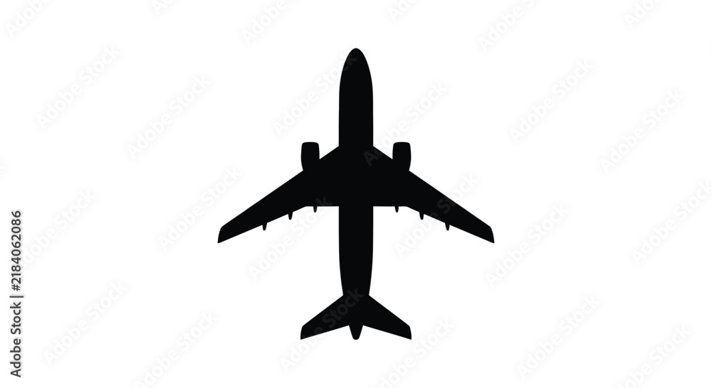 Fototapeta premium Airplane silhouette against a white background depicts a commercial jetliner