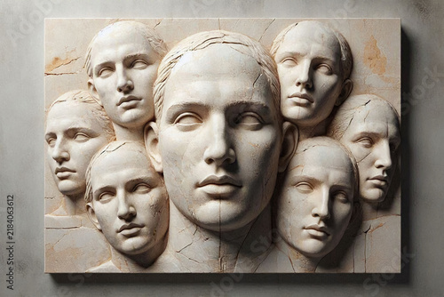 Distorted Human Face Emerging From Stone, Visual Metaphor of Confusion