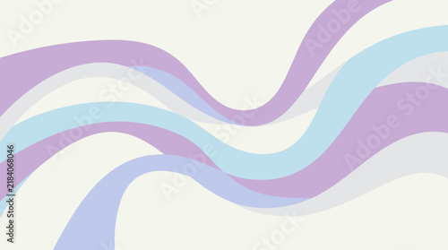 Soft Flowing Curved Lines in Lavender and Pale Blue Overlapping Gently, Dreamy Minimal Background, Abstract Pastel Wave Pattern Vector Illustration for Modern Design - detailed commercial stock