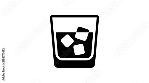 Vector illustration of glass with ice cubes icon drink with ice in a tumbler glass symbol on a transparent background