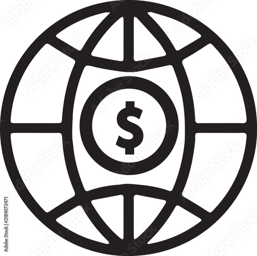 A totally unique global finance icon line art international money symbol or worldwide currency sign vector illustration