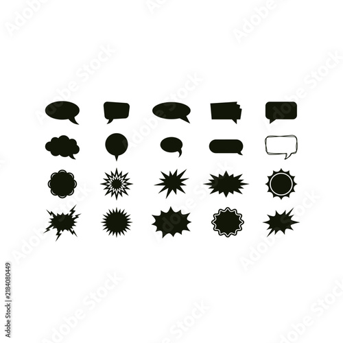 Comic Speech Bubbles and Burst Shapes Vector Set. 