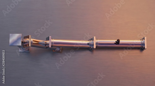 Scientific Instrument for Measurement: A detailed close-up of a precise scientific instrument, featuring a metallic tube with various components.