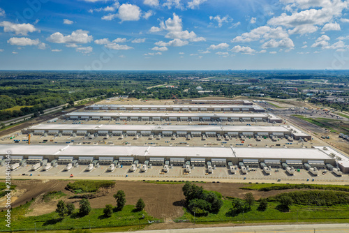 Aerial view of a large data center under construction 