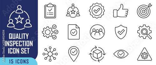 Quality inspection icon set, thin line style, vector illustration