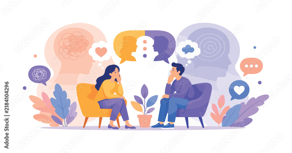 Fototapeta premium Psychotherapy session with a therapist and patient discussing mental health