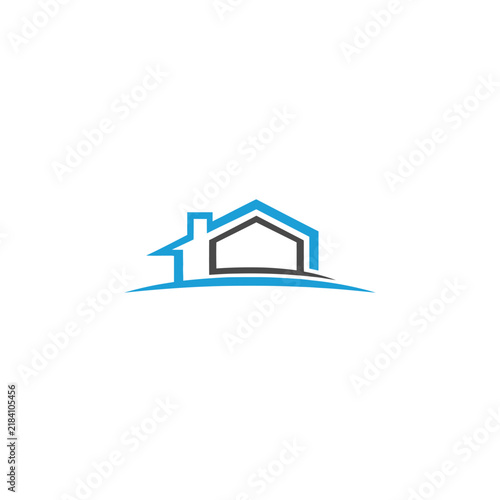Modern Minimalist House Outline Logo Design Blue And Black