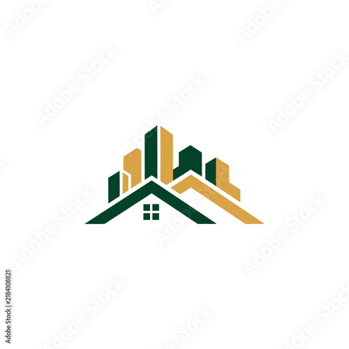 Modern Cityscape Skyline Logo Design With Roof Element