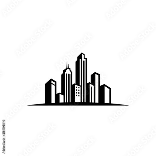 Modern Cityscape Skyline Silhouette Logo Design Minimalist