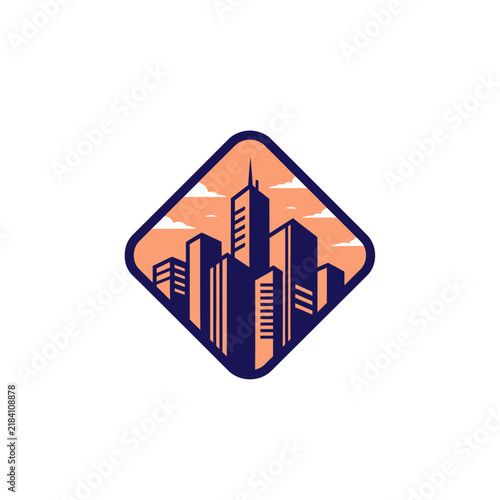 Modern Cityscape Silhouette Emblem Design for Business and Urban Development