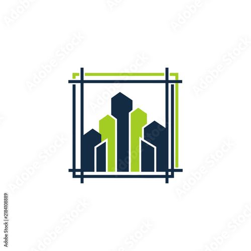 Modern Cityscape Silhouette Abstract Geometric Design