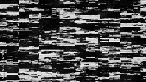 Glitch, tv static noise, black background, analog television interference, vintage vhs effect, signal loss distortion, retro screen noise, broadcast error, seamless loop, 4k