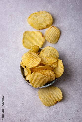 Canvas Print Crispy fresh potato chips junk food unhealthy snacks