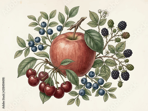 Seamless watercolor pattern featuring vibrant red cherries with green leaves on a clean white background, perfect for fabric or digital designs.