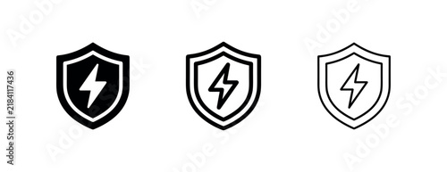 Obraz na płótnie Shield Protection with Lightning Bolt Icon Set