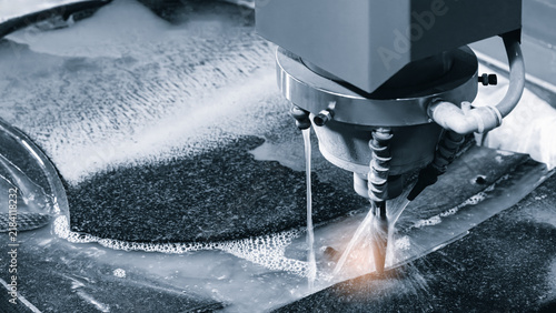 Foto industrial nozzle for machine releases high-pressure water