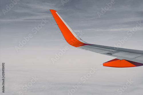 View through window aircraft during flight. Travel concept