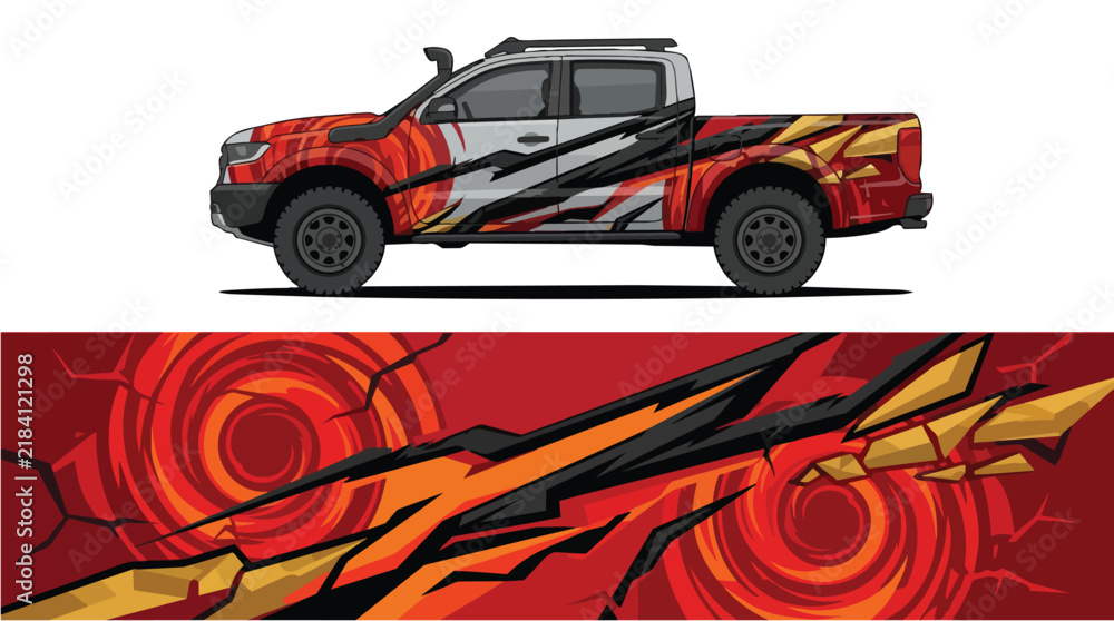 Naklejka premium Red Camouflage Pattern Truck Vector Illustration