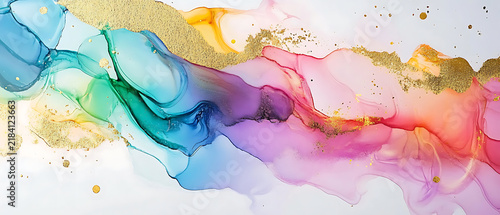Modern hand painted artwork of abstract transparent alcohol ink background. Art for design