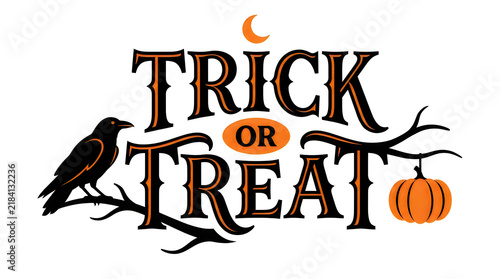 Halloween trick or treat vintage style logo