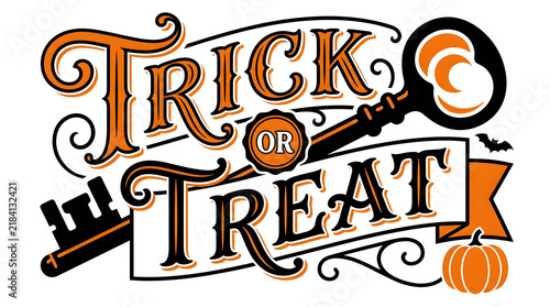 Trick or treat halloween vintage style text design