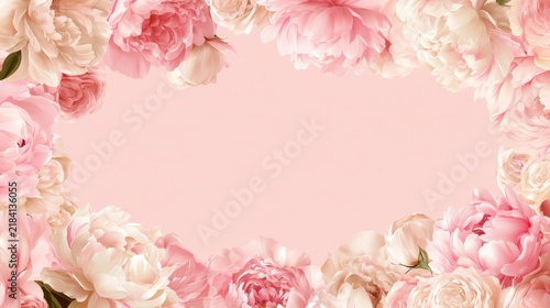 Watercolor pink blossoms forming an elegant text area for weddings and Motherâ€™s Day