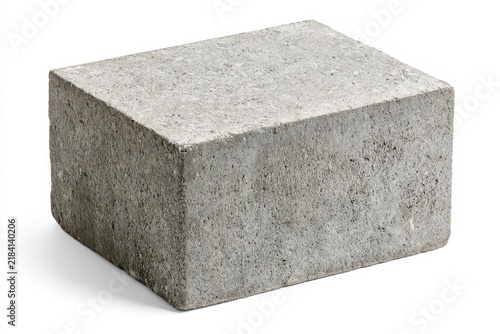 Studio photograph of a gray concrete construction block