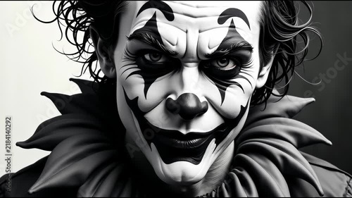 A classic clown figure in a simple black and white