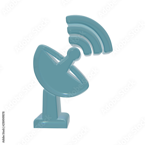 Foto 3D Glossy Satellite Dish Antenna Icon Isolated on a Transparent Background