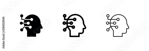 Картината върху платно Artificial Intelligence Icons with Human Head and Circuit Lines for Technology M