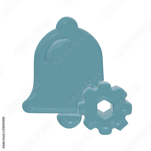 Obraz na płótnie 3D Glossy Notification Bell with Gear Icon Isolated on Transparent Background