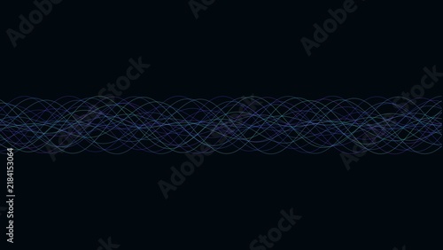 Obraz na płótnie Abstract background, with a central, band of thin, glowing blue wavy, lines osci