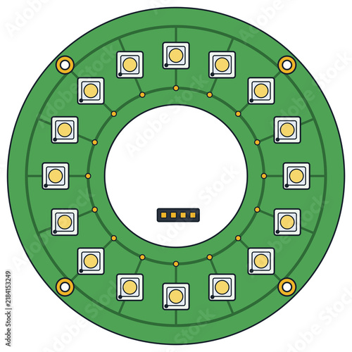 Fotografie Round LED circuit board ring with addressable light emitters