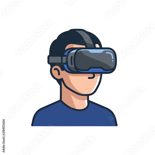 Young Person Using Virtual Reality Headset for Gaming and Exploration.