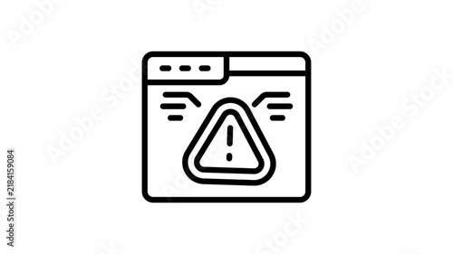 Browser Security Warning Alert Animated Icon Loop with Alpha Channel for Internet Security Concept