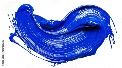 Quadro su tela Isolated vibrant blue paint stroke with dynamic textured brushwork and flowing a