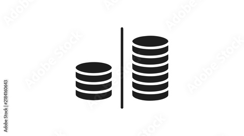 Vector illustration of coins stack comparison icon on a transparent background