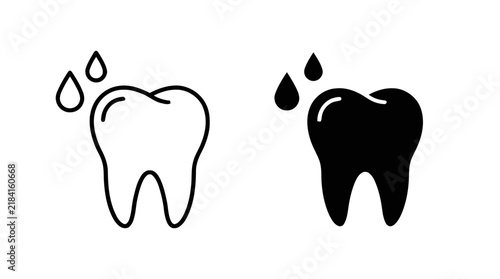Vector illustration of tooth with water drops icons set on a transparent background