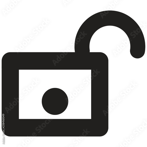 Obraz na plátně Black open padlock icon, unlocked security and access symbol vector design
