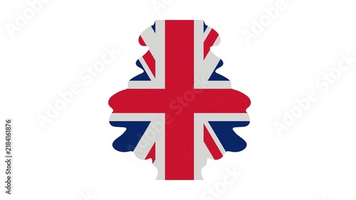 The United Kingdom of Great Britain and Northern Ireland, commonly known as the United Kingdom (UK) or Britain national flag on background.