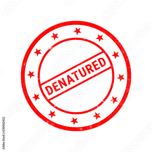 Фотография Denatured red rubber stamp icon, circular grunge seal with stars, industrial qua