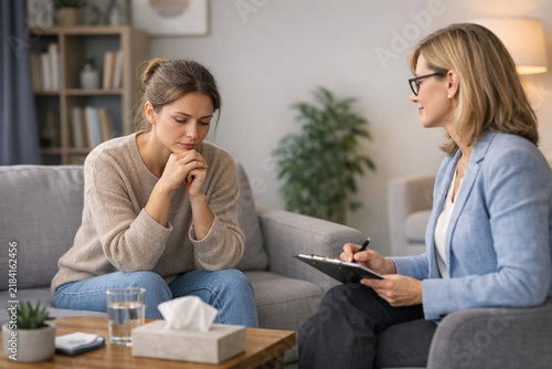 Counselor meets with client for session.