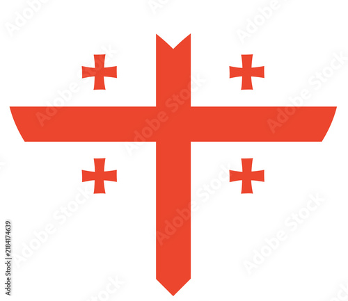 Obraz na płótnie Flag of Georgia country isolated in heart shape. Sakartvelo flag.
