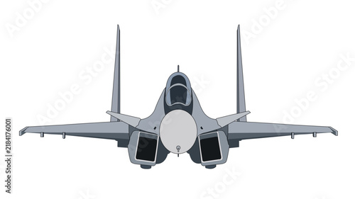 Modern Fighter Jet Front View Military Aviation Vector Illustration