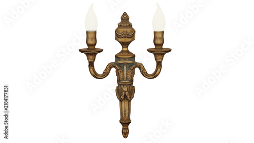 Canvastavla 3d rendering of a vintage wall sconce with two candle lights