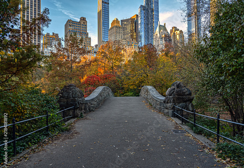 Gapstow Bridge in Central Park, late autumn