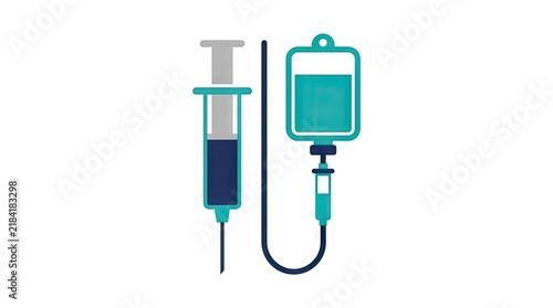 Medical syringe and IV bag drip icons